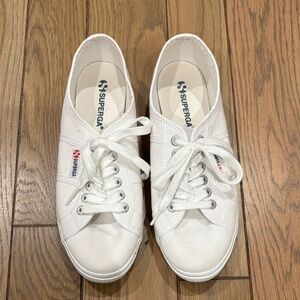 Superga Classic White Lace-Up Sneakers